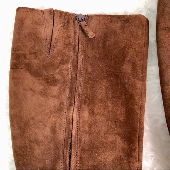 COLE HAAN NIKE WOMENS BROWN SUEDE WEDGE BOOT 9 - Picture 7 of 14